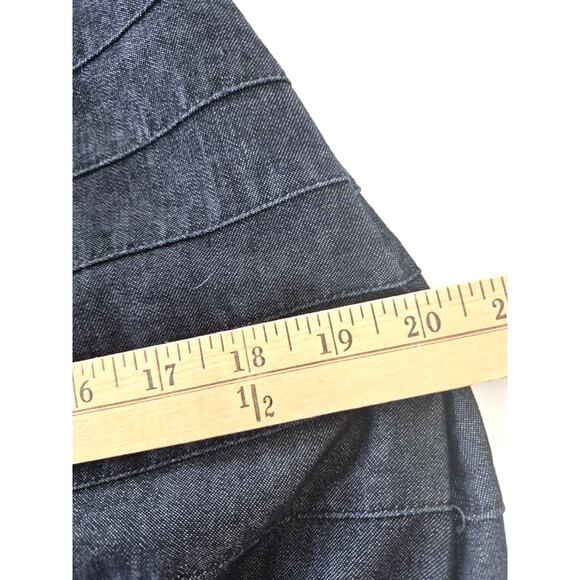 Vintage Denim Maxi Skirt Sz 8 Med Dark Fit & Flare Classic Preppy Closet Staple - Picture 8 of 9